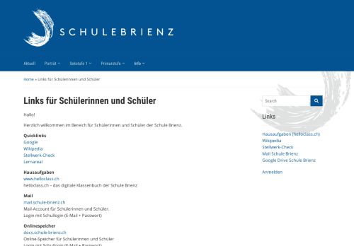 
                            12. Links für Schülerinnen und Schüler | Schule Brienz