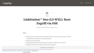 
                            3. LinkStation™ Duo (LS-WXL): Root Zugriff via SSH – Lapping