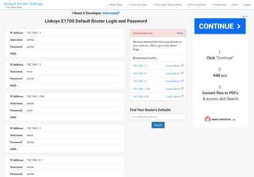 
                            6. Linksys E1700 Default Router Login and Password - Clean CSS