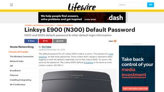 
                            1. Linksys E900 (N300) Default Password - Lifewire