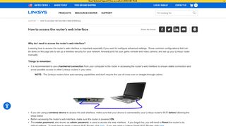 
                            3. Linksys Official Support - How to access the router's web interface