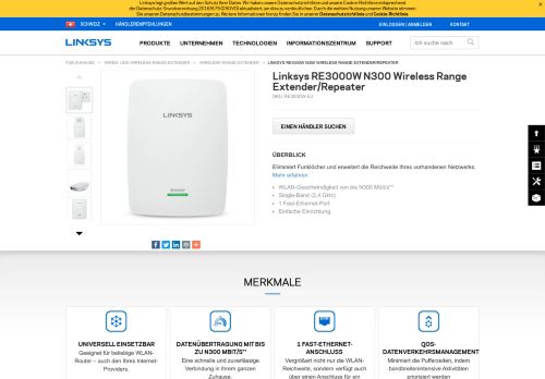 
                            5. Linksys RE3000W N300 Wireless Range Extender/Repeater