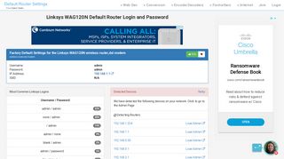 
                            4. Linksys WAG120N Default Router Login and Password - Clean CSS