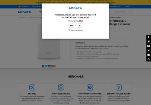 
                            4. Linksys WLAN-Repeater RE7000 Max-Stream™ AC1900 Wi-Fi Range ...