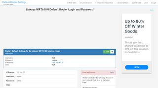 
                            5. Linksys WRT610N Default Router Login and Password - Clean CSS