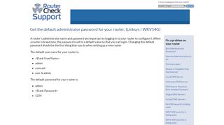 
                            8. Linksys / WRV54G : Default Password - RouterCheck Support