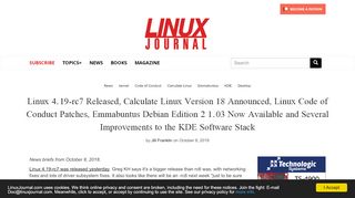 
                            10. Linux 4.19-rc7 Released, Calculate Linux Version 18 Announced ...