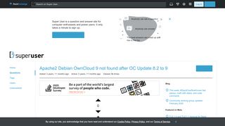 
                            13. linux - Apache2 Debian OwnCloud 9 not found after OC Update 8.2 to ...