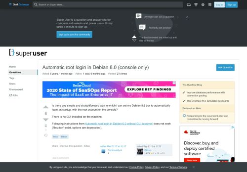 
                            2. linux - Automatic root login in Debian 8.0 (console only) - Super User