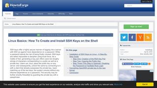 
                            2. Linux Basics: How To Create and Install SSH Keys on ... - HowtoForge