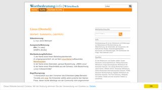 
                            3. Linux: Bedeutung, Definition, Synonym - Wörterbuch Wortbedeutung.info