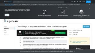 
                            11. linux - Cannot login to any user on Ubuntu 16.04.1 other than ...