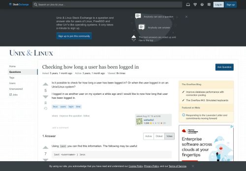 
                            4. linux - Checking how long a user has been logged in - Unix & Linux ...