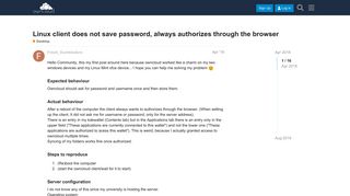 
                            8. Linux client does not save password, always authorizes through the ...