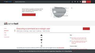 
                            6. linux - Executing a command as a nologin user - Server Fault