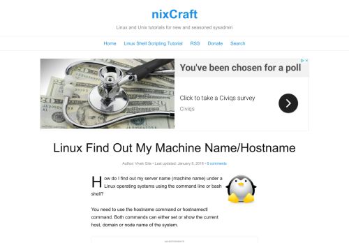 
                            11. Linux Find Out My Machine Name/Hostname - nixCraft