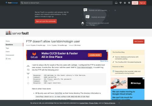 
                            9. linux - FTP doesn't allow /usr/sbin/nologin user - Server Fault
