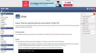 
                            12. Linux: How to Log into Ubuntu Linux Server 16.04 LTS - TechOnTheNet