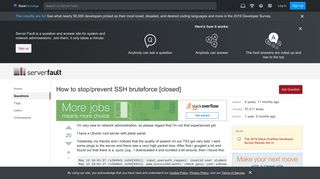 
                            2. linux - How to stop/prevent SSH bruteforce - Server Fault