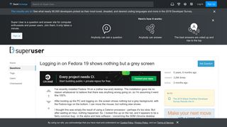 
                            12. linux - Logging in on Fedora 19 shows nothing but a grey screen ...