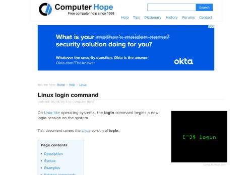 
                            1. Linux login command help and examples - Computer Hope