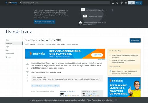 
                            7. linux mint - Enable root login from GUI - Unix & Linux Stack Exchange