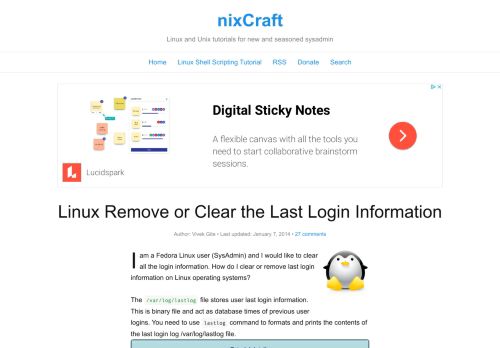 
                            6. Linux Remove or Clear the Last Login Information - nixCraft