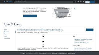 
                            2. linux - Session terminates immediately after authentication - Unix ...