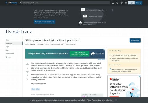 
                            3. linux - Slitaz prevent tux login without password - Unix & Linux ...