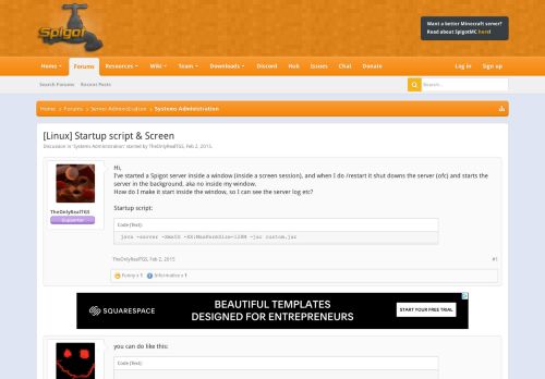 
                            1. [Linux] Startup script & Screen | SpigotMC - High Performance ...