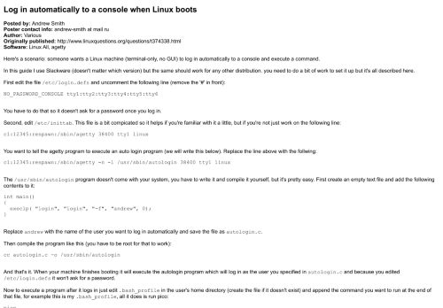 
                            6. Linux-Stuff: Log in automatically to a console when Linux boots