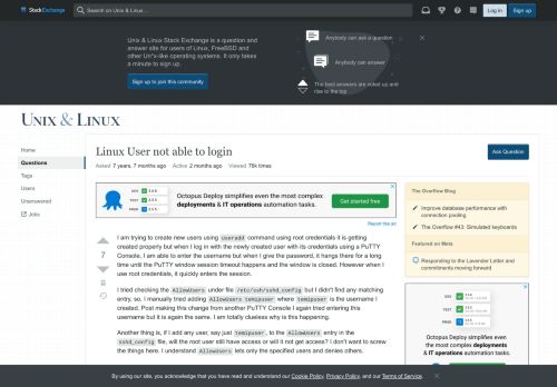 
                            2. Linux User not able to login - Unix & Linux Stack Exchange