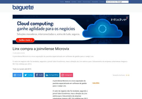 
                            9. Linx compra a joinvilense Microvix | Notícias | Baguete