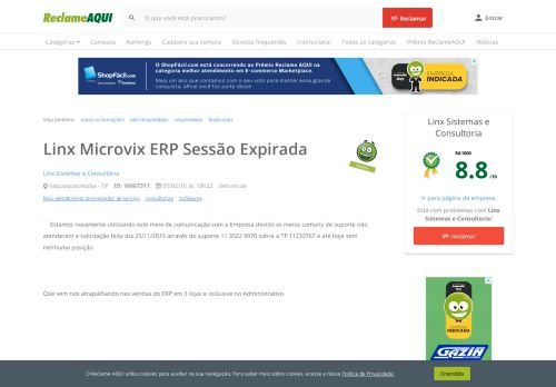 
                            12. Linx Microvix ERP Sessão Expirada - Reclame Aqui