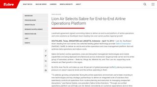 
                            7. Lion Air Selects Sabre for End-to-End Airline Operations Platform ...