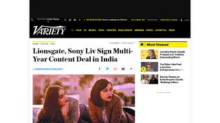 
                            11. Lionsgate, Sony Liv Sign Multi-Year Content Deal in India – Variety