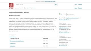 
                            8. Lippincott Williams & Wilkins on JSTOR