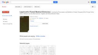 
                            12. Lippincott's Pocket Medical Dictionary: Including the ... - Google Books Result