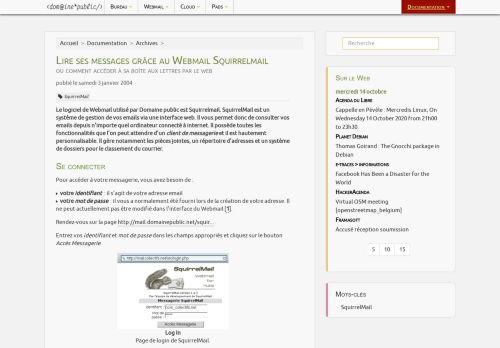 
                            7. Lire ses messages grâce au Webmail Squirrelmail - domainepublic.net
