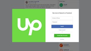 
                            5. Lisa Hidds - Hey. Can't login to Upwork (or even open the...  ...