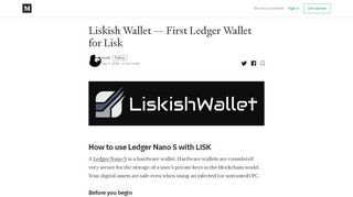 
                            13. Liskish Wallet — First Ledger Wallet for Lisk – hirish – Medium