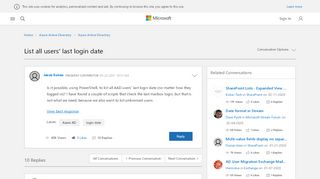 
                            1. List all users' last login date - Microsoft Tech Community - 109212