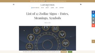 
                            12. List of 12 Zodiac Signs - Dates, Meanings, Symbols – Labyrinthos