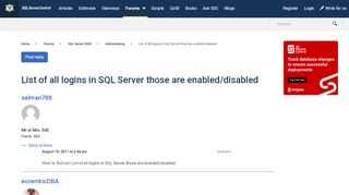 
                            1. List of all logins in SQL Server those are enabled/disabled - SQL ...