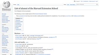 
                            10. List of alumni of the Harvard Extension School - Wikipedia