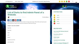 
                            2. List of Dorks to find Admin Panel of a Website. - Area-6 - Security and ...