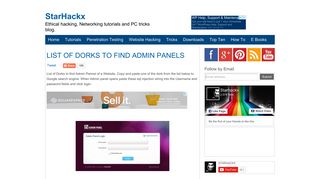 
                            5. LIST OF DORKS TO FIND ADMIN PANELS | StarHackx