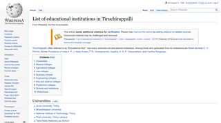 
                            12. List of educational institutions in Tiruchirappalli - Wikipedia