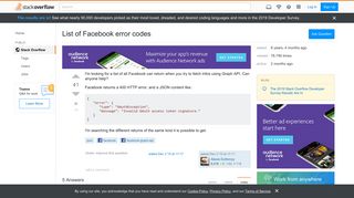 
                            3. List of Facebook error codes - Stack Overflow