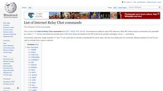 
                            11. List of Internet Relay Chat commands - Wikipedia